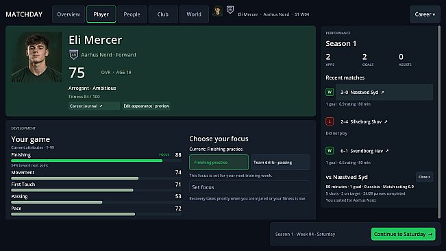 Matchday: Player Career