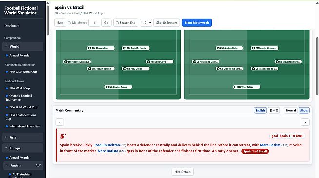 Football Fictional World Simulator