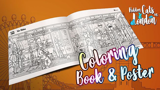 Hidden Cats in London - Printable PDF Coloring Book and Poster