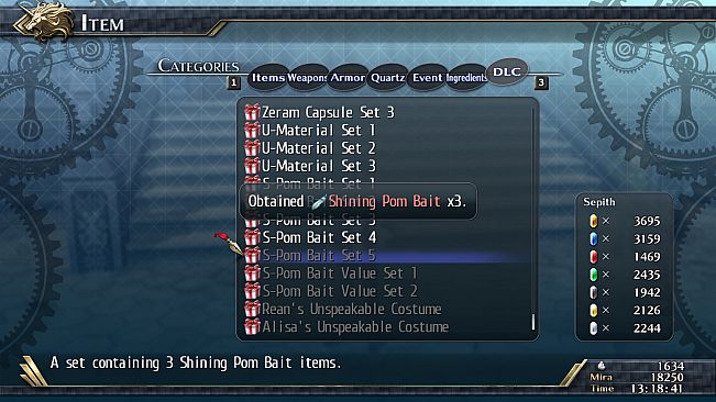 The Legend of Heroes: Trails of Cold Steel II - Shining Pom Bait Set 5