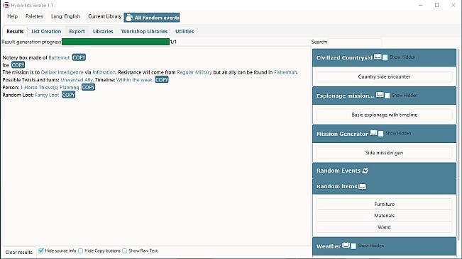 Hydra Lists: Roll Table Maker