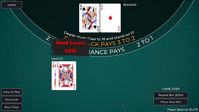 Player vs. Dealer Blackjack