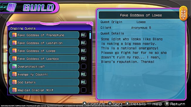 Hyperdimension Neptunia Re;Birth2 Shares Quests