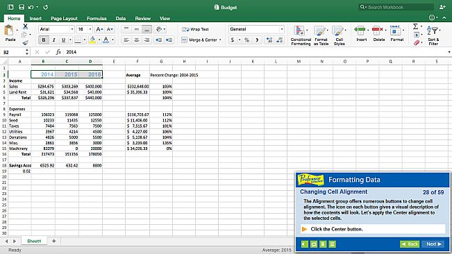 Professor Teaches Excel 2016 – Mac