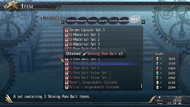 The Legend of Heroes: Trails of Cold Steel II - Shining Pom Bait Set 4