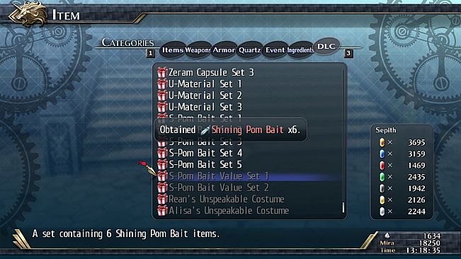 The Legend of Heroes: Trails of Cold Steel II - Shining Pom Bait Value Set 1