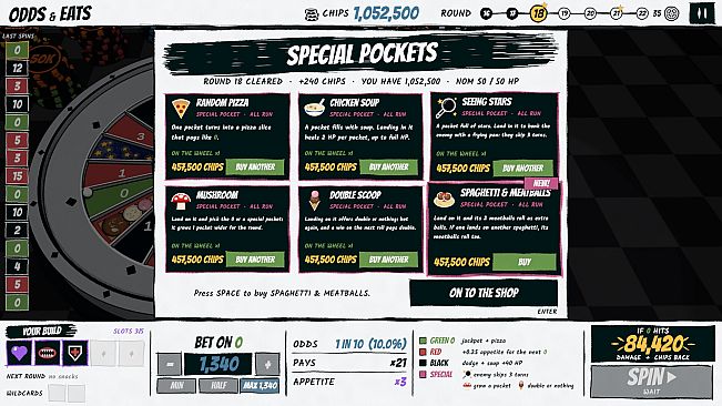 Odds & Eats: A Roulette Roguelike