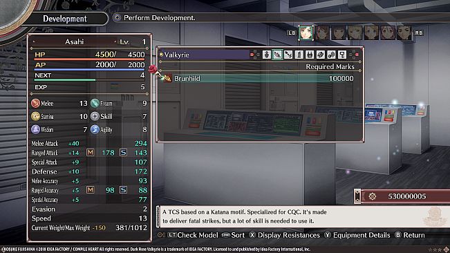 Dark Rose Valkyrie: Extra Equipment Set