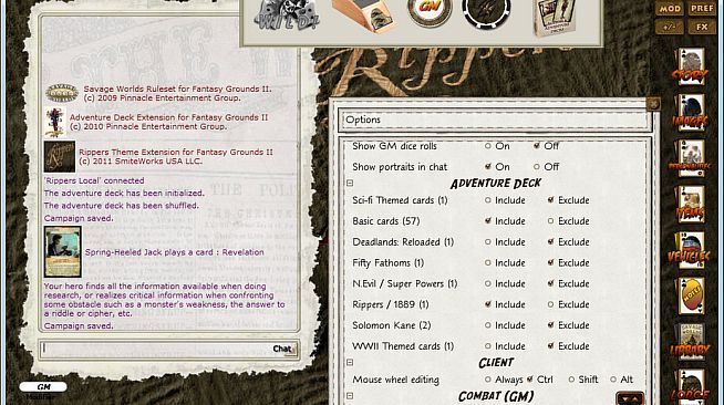 Fantasy Grounds - Savage Worlds Adventure Deck