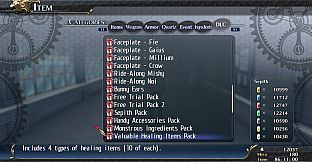 The Legend of Heroes: Trails of Cold Steel - Valuable Healing Items Pack
