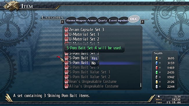 The Legend of Heroes: Trails of Cold Steel II - Shining Pom Bait Set 4