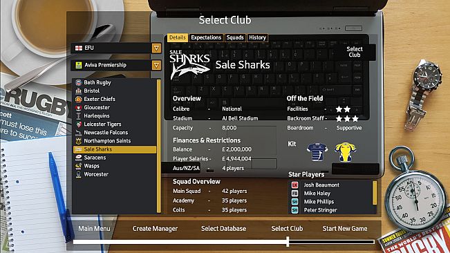 Rugby Union Team Manager 2017