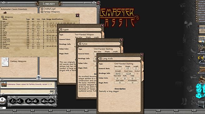 Fantasy Grounds - Rolemaster Classic: Fantasy Weapons