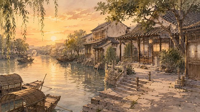 Drifting on the river at dusk