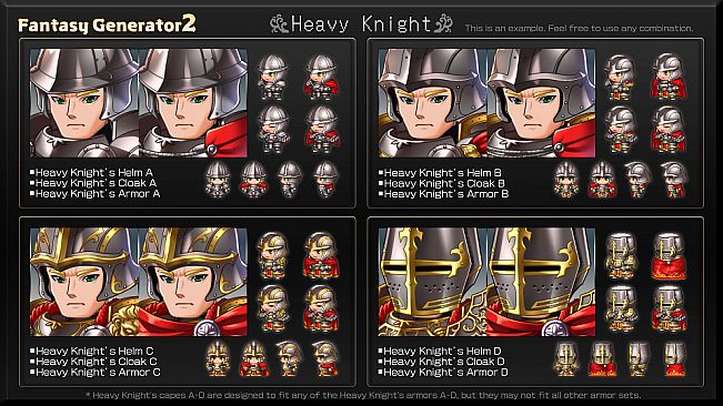 RPG Maker MZ - Fantasy Generator 2 Knight Armor Part Set