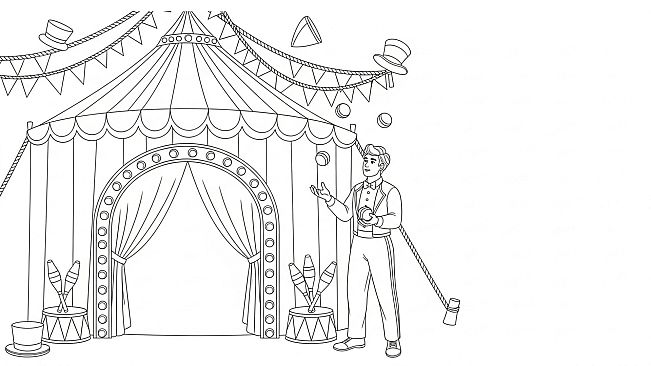 100 Cats Lost in Circus Escape Find & Color