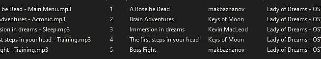 Lady of Dreams Soundtrack