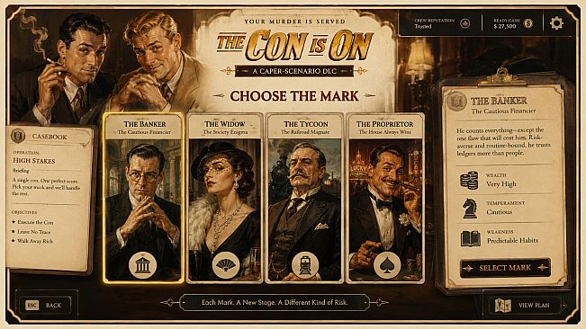 Your Murder Is Served - The Con Is On: A Caper-Scenario DLC