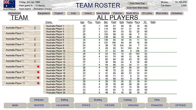 Test Cricket Manager