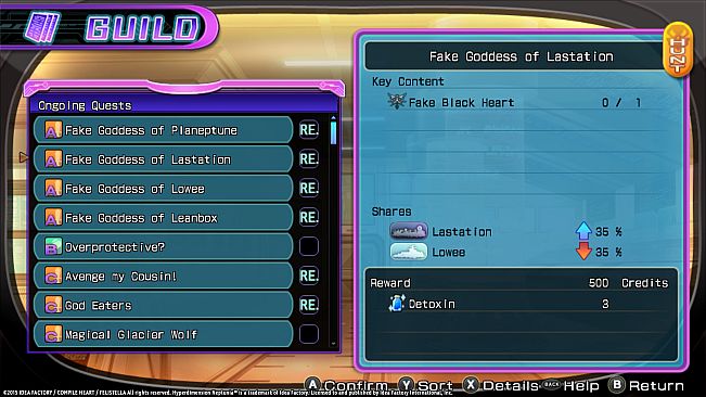 Hyperdimension Neptunia Re;Birth2 Shares Quests