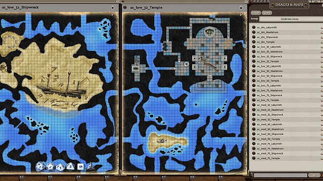 Fantasy Grounds - 0one's Colorprints #6: Undersea Caves (Map Pack)