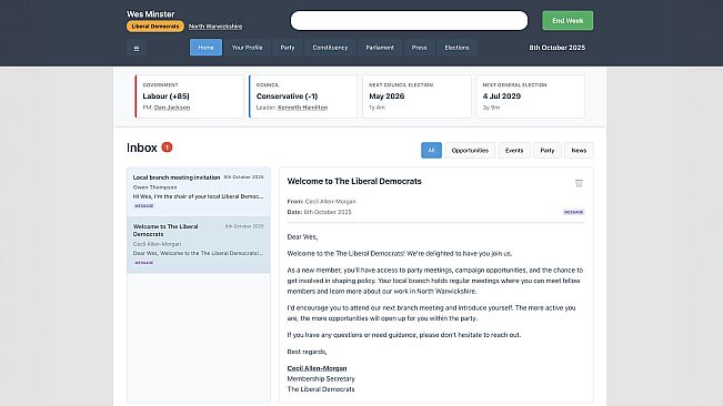 UK Politics Simulator