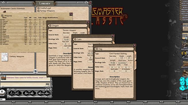 Fantasy Grounds - Rolemaster Classic: Fantasy Weapons