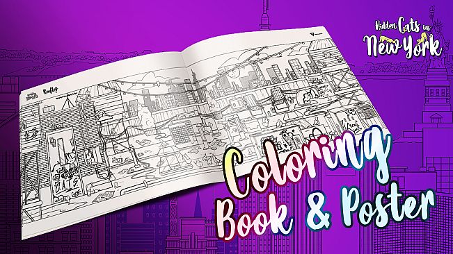 Hidden Cats in New York - Printable PDF Coloring Book and Poster