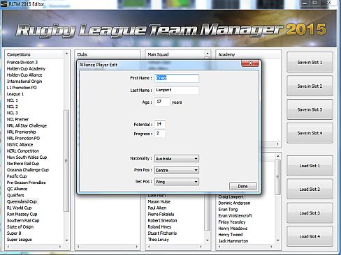 Rugby League Team Manager 2015