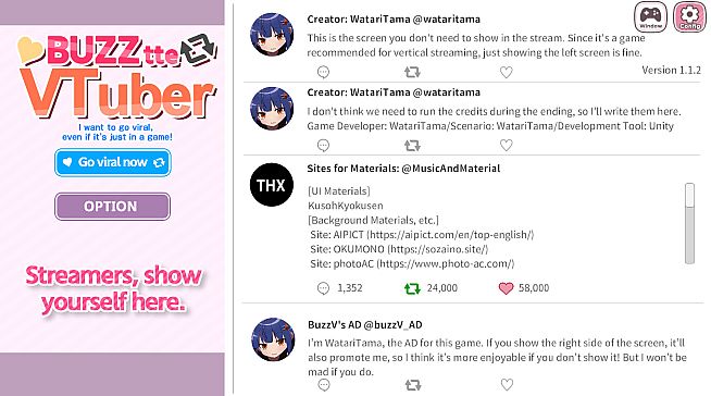 バズってVTuber ゲームでいいから万バズしたい！(BUZZtte VTuber-I want to go viral, even if it's just in a game!)