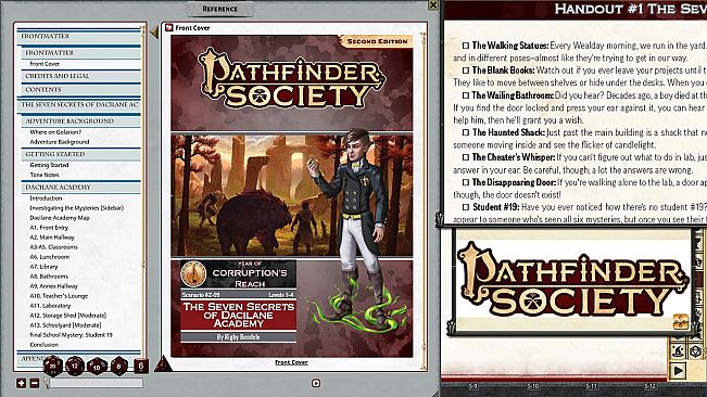 Fantasy Grounds - Pathfinder 2 RPG - Pathfinder Society Scenario #2-09: The Seven Secrets of Dacilane Academy