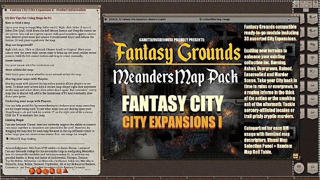 Fantasy Grounds - Meander Map Pack City Expansions I (Map Pack)