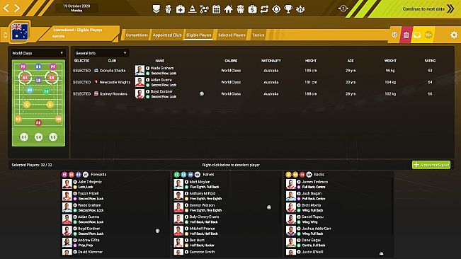 Rugby League Team Manager 3 DLC "Representative & International Teams & Competitions"