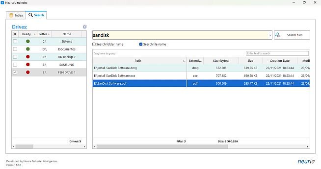 Neuria UltraIndex - File indexing and instant search