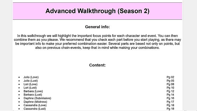 My Pleasure - Season 2: Advanced Walkthrough