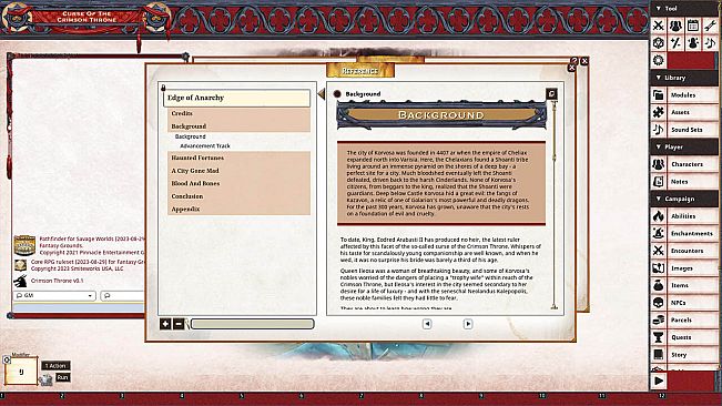 Fantasy Grounds - Pathfinder(R) for Savage Worlds: Curse of the Crimson Throne - Book 1: Edge of Anarchy