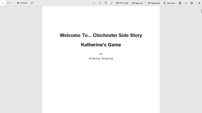 Welcome To... Chichester 1/Redux : Katherine's Game Script