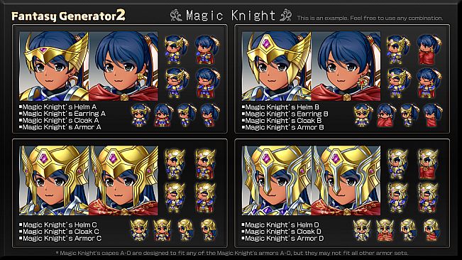 RPG Maker MZ - Fantasy Generator 2 Knight Armor Part Set