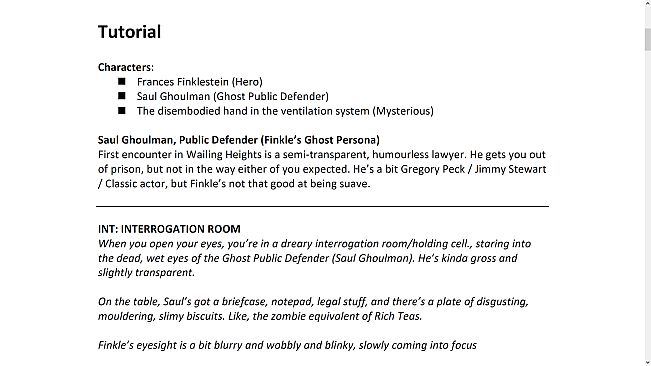 Wailing Heights - Script Book