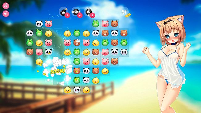 Neko Hentai Girl: Beach Match-3