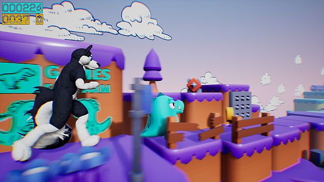 Dino running from a FURRY: GAMESFORFARM