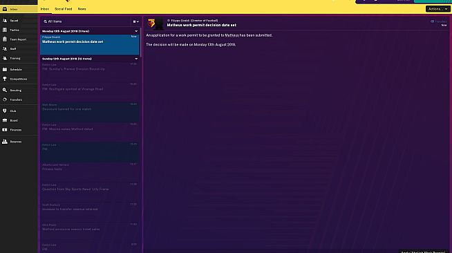 Football Manager 2019 Touch - No Work Permits