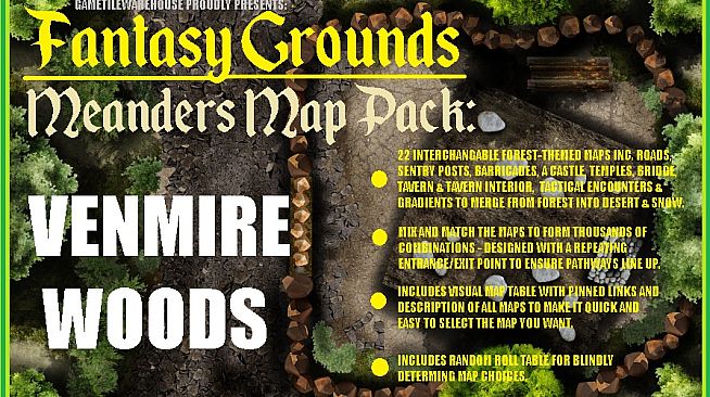 Fantasy Grounds - Meanders Map Pack: Venmire Woods (Map Pack)