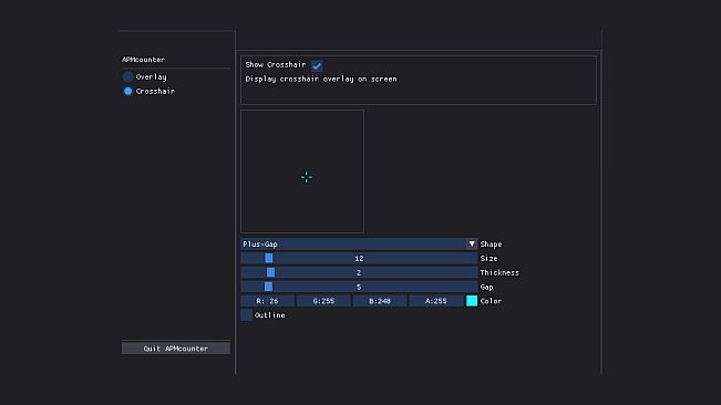 APMcounter - Crosshair & Input overlay