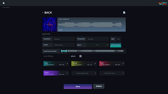 Dance Dash Beatmap Editor