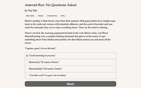 Asteroid Run: No Questions Asked