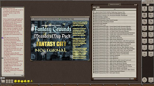 Fantasy Grounds - Meanders Map Pack: Fantasy City Nocturnal (Map Pack)