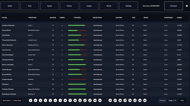 Rugby Career Manager
