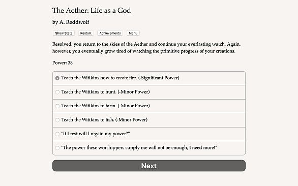 The Aether: Life as a God