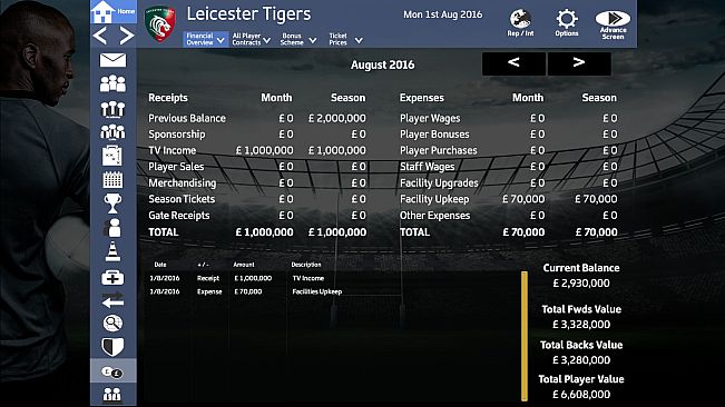 Rugby Union Team Manager 2017